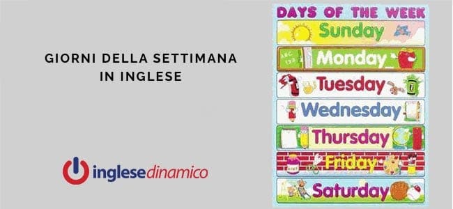 giorni della settimana in inglese